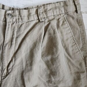 Caribbean Linen‎ Blend Pleated Khaki Shorts Size 38